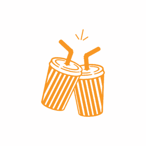 Colorful soda fountain drinks with straws at Pop’s Soda Shack outdoor kiosk.